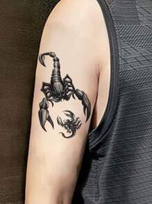 Etiqueta engomada del tatuaje a prueba de agua, 1 hoja de tatuajes temporales con estampado de escorpión para hombres, pegatinas de tatuajes de animales para adultos, tatuajes falsos que parecen reales, para hombres, mujeres y niñas