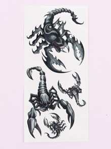 Etiqueta engomada del tatuaje a prueba de agua, 1 hoja de tatuajes temporales con estampado de escorpión para hombres, pegatinas de tatuajes de animales para adultos, tatuajes falsos que parecen reales, para hombres, mujeres y niñas