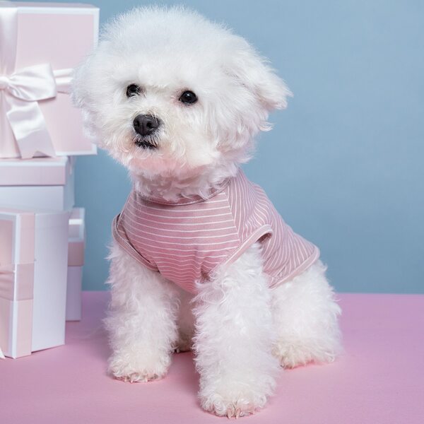 

Striped Pattern Pet Tank, Pink