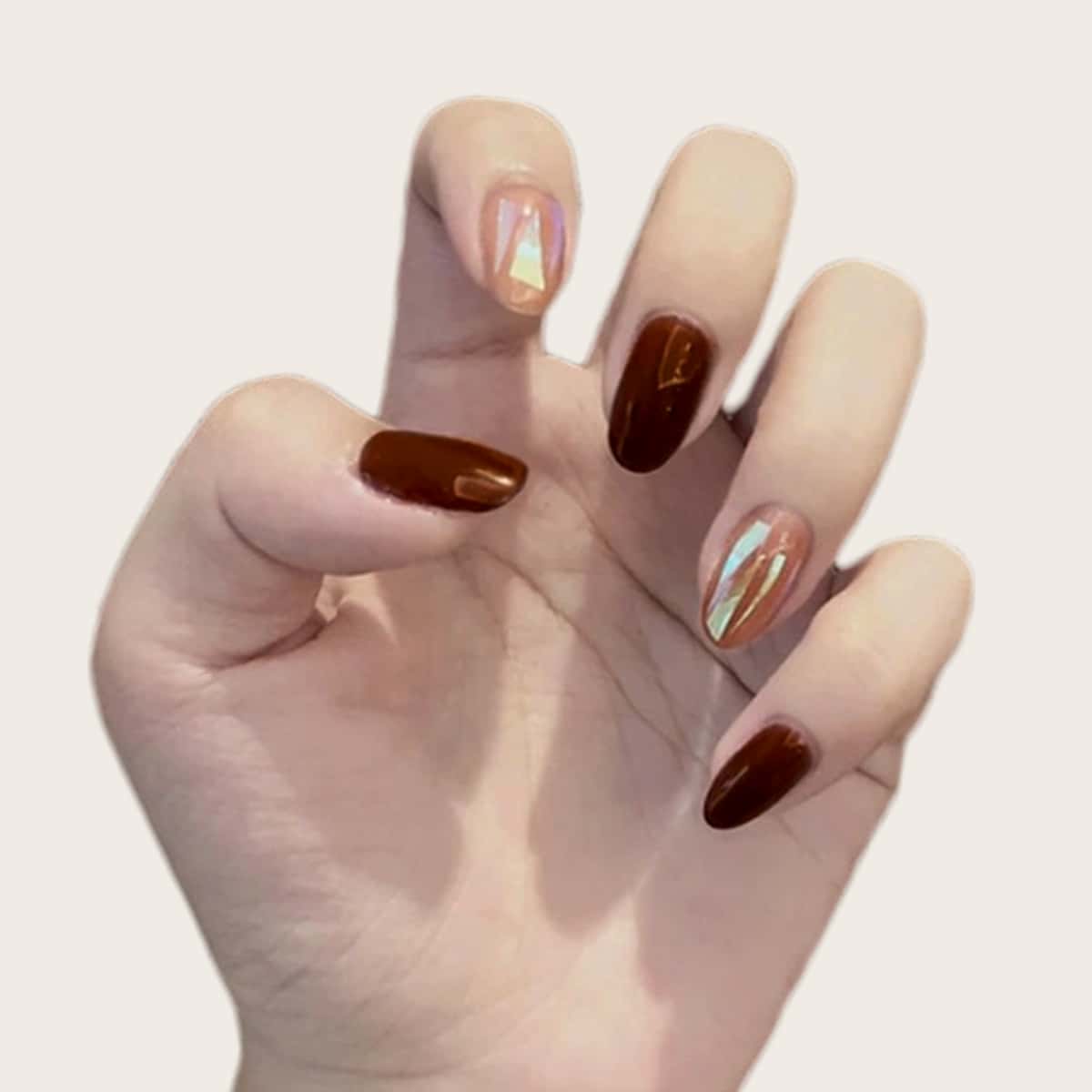 

24pcs Fake Nail & 1sheet Tape, Multicolor
