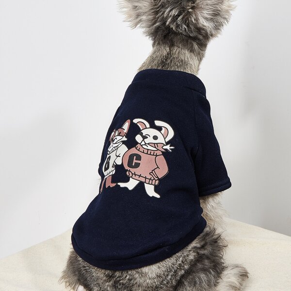 

Cartoon Graphic Pet Sweatshirt, Black