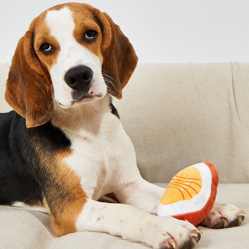 

Rugby Shaped Pet Chew Toy, Multicolor