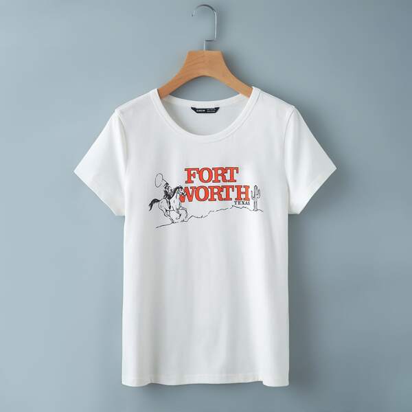 

Horse & Letter Graphic Tee, White
