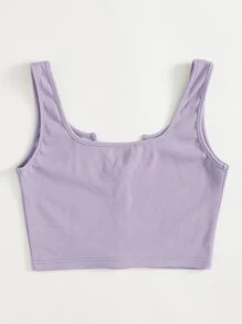 Muchica Notched Neck Button Front Tank Top - Lilac Purple - View 2