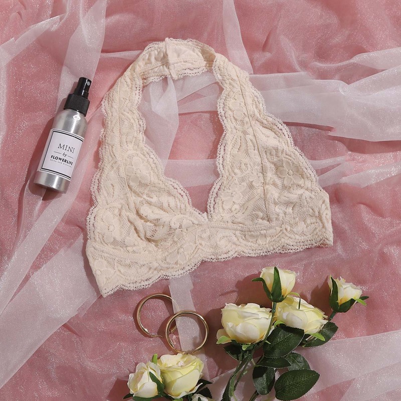 

Halter Lace Bralette, Beige