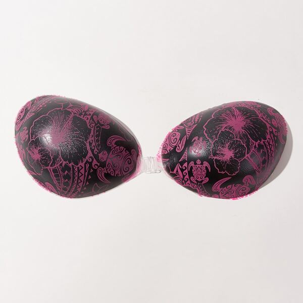 

Plus Floral Print Silicone Self Adhesive Bra, Multicolor