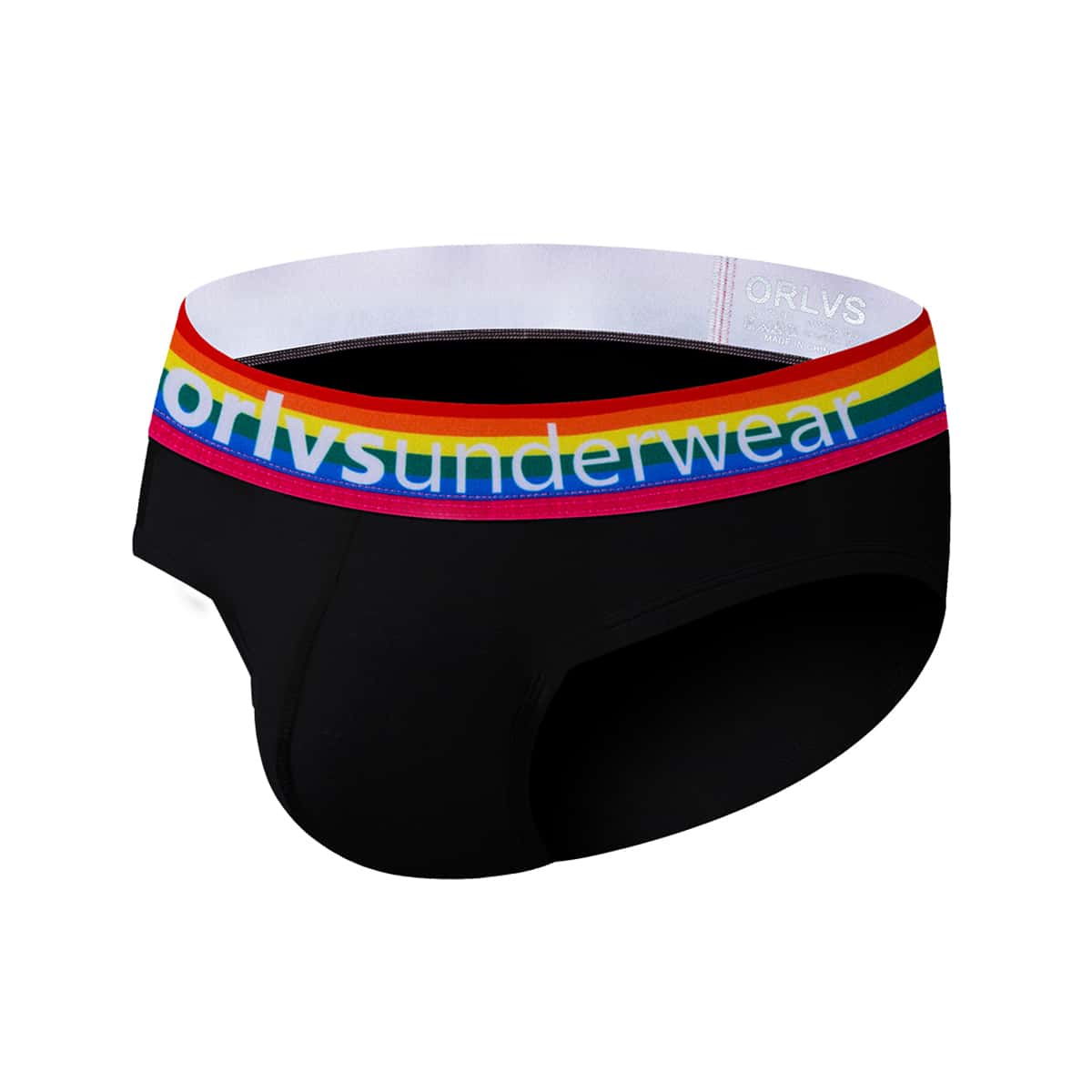 

Guys Rainbow Striped Tape Waist Brief, Black