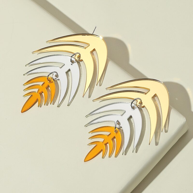 

Acrylic Leaf Drop Earrings, Multicolor