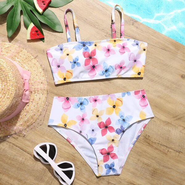 

Girls Floral Bikini Swimsuit, Multicolor