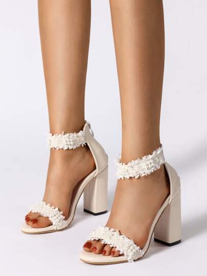 Details about / Women High Top Pearl Decor Slouch Pull On Block Heel Round Toe Shoes Casual New