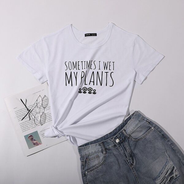 

Letter & Cartoon Graphic Tee, White