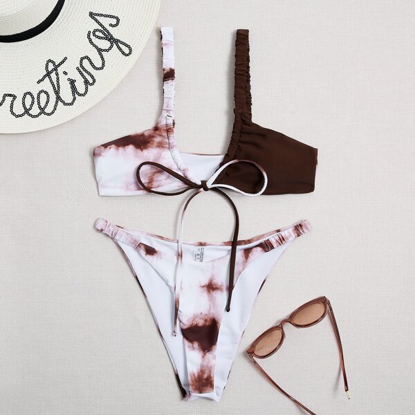 

Tie Dye High Cut Bikini Swimsuit, Multicolor