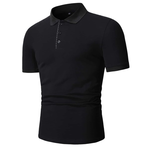 

Men Contrast Binding Polo Shirt, Black