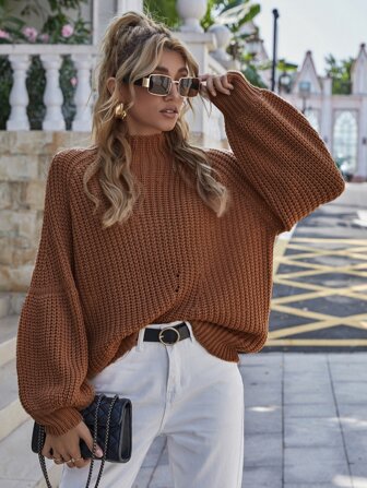 Lantern Sleeve Chunky Knit Oversize Jumper