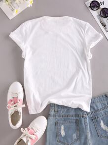 SHEIN LUNE Camiseta Con Estampado De Mariposas - Blanco - Ver 2