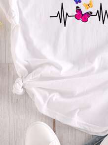 SHEIN LUNE Camiseta Con Estampado De Mariposas - Blanco - Ver 4