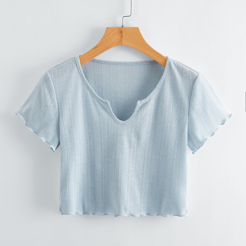 

Lettuce Edge Crop Tee, Baby blue