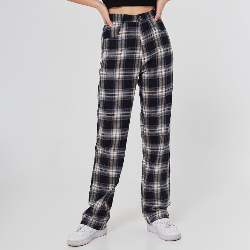 

Plaid Straight Leg Pants, Multicolor