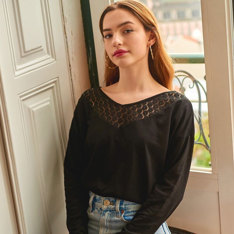 

Solid Drop Shoulder Tee, Black