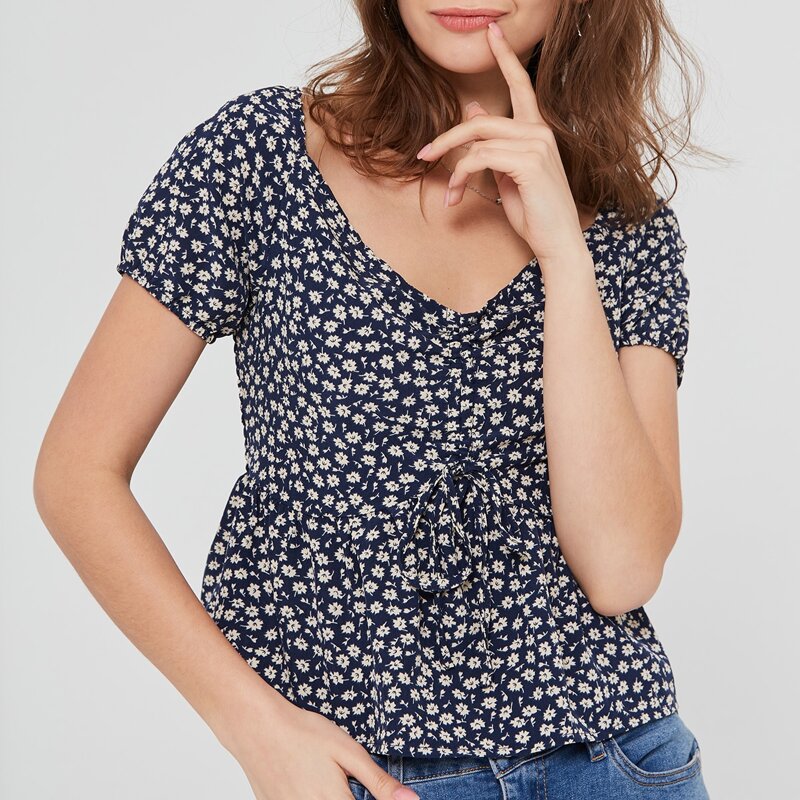 

Ditsy Floral Drawstring Blouse, Multicolor