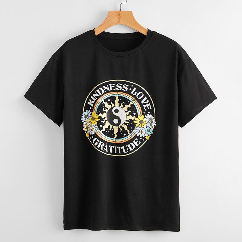 

Yin & Yang Pattern Tee, Black