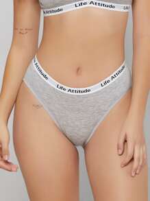 EasyFave Grey Cotton Bikini Panties With Contrast Binding And High Stretch Fabric Casual Sporty Underwear