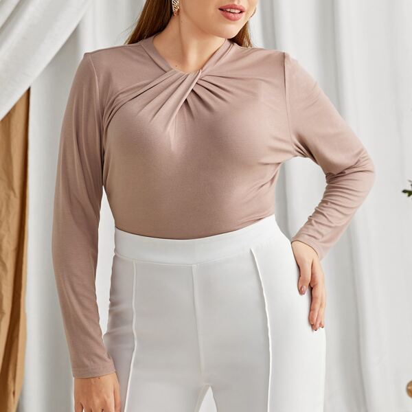 

Plus Twist Front Solid Top, Apricot