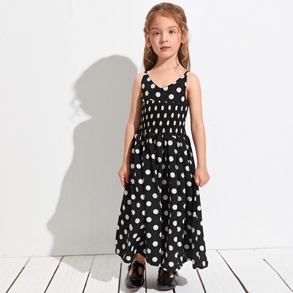 

Toddler Girls Polka Dot Culottes Jumpsuit, Black