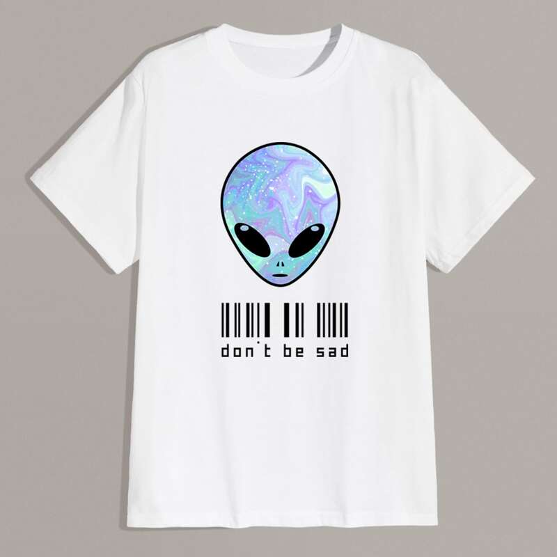 

Guys Alien & Slogan Graphic Tee, White