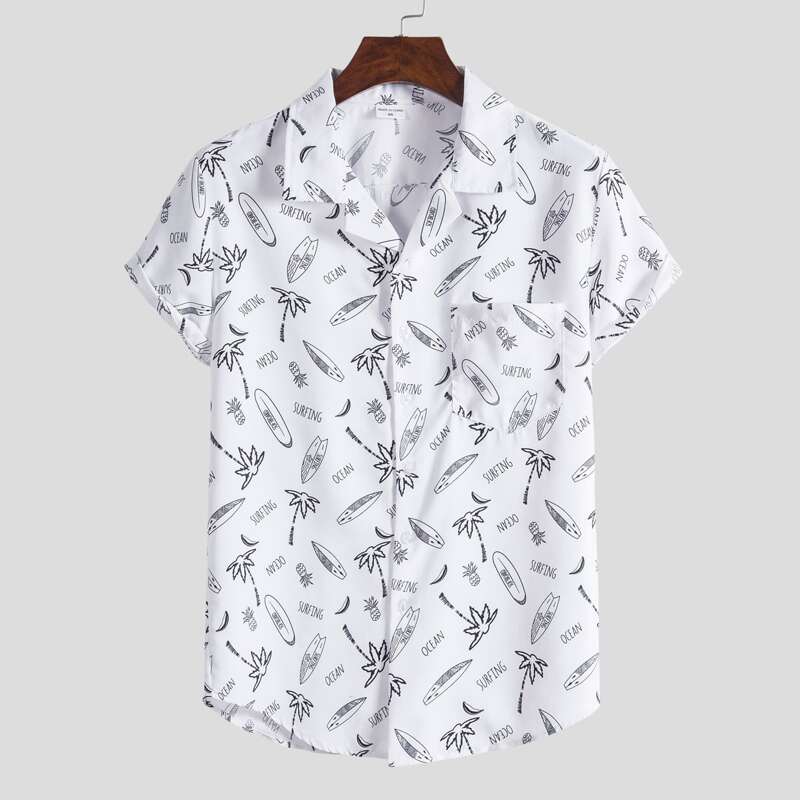 

Guys Tropical Print Shirt, White