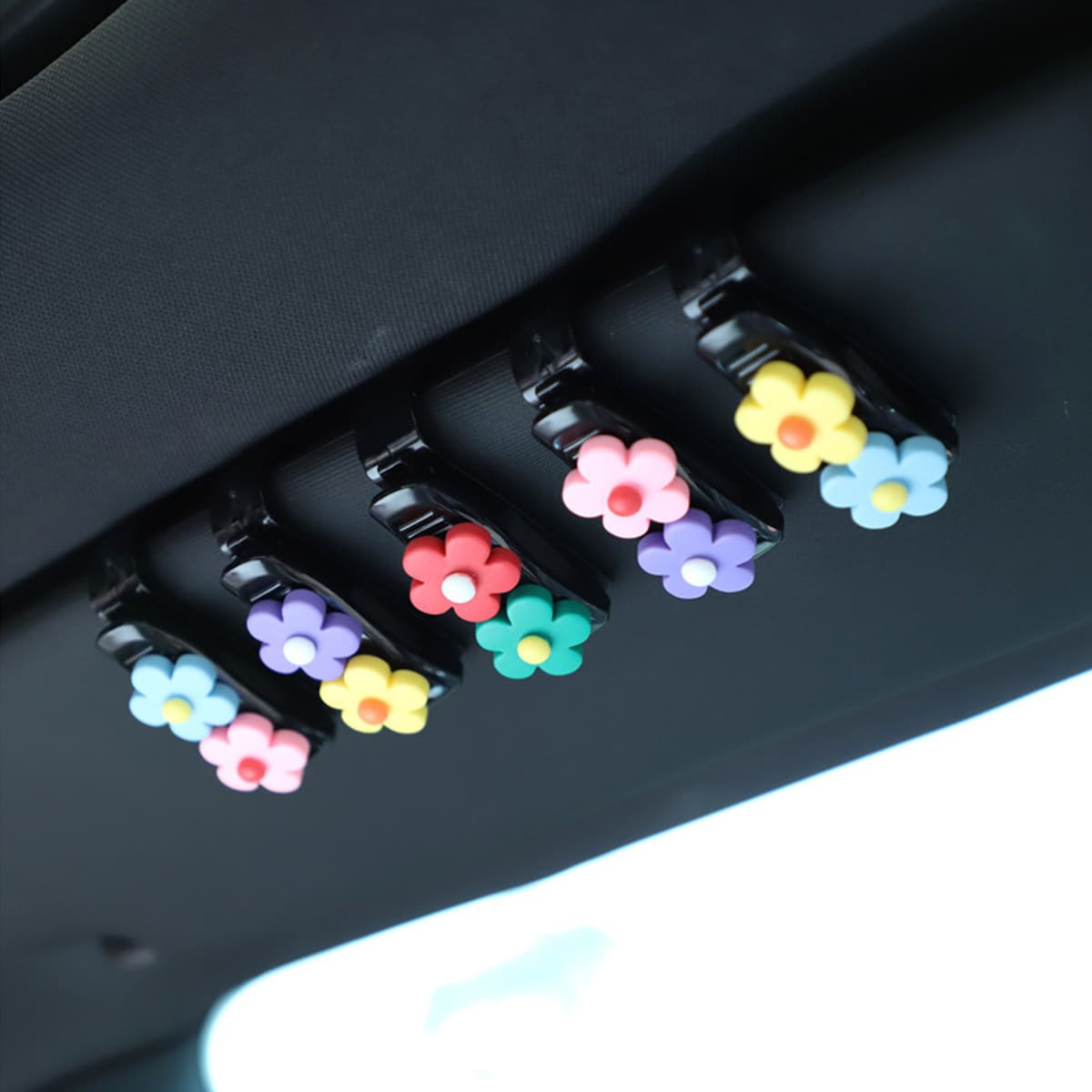 

1pc Flower Decor Car Glasses Clip, Multicolor