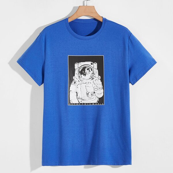 

Мужская футболка Astronaut and Letter, Синий