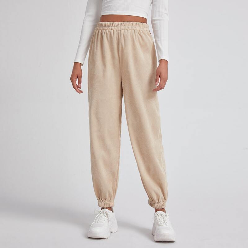 

Solid Corduroy Joggers, Khaki