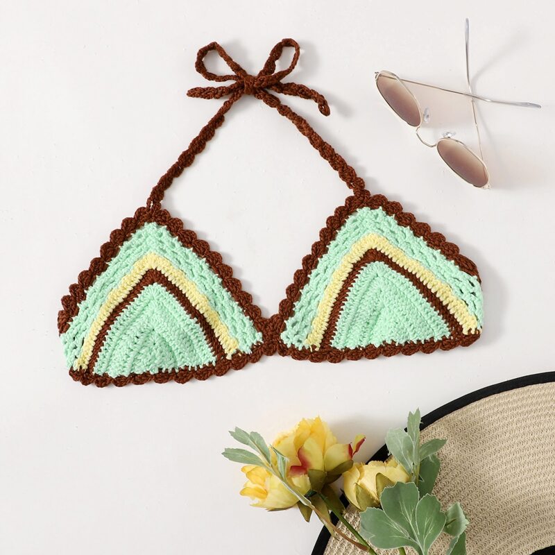 

Colorblock Crochet Bikini Top, Multicolor