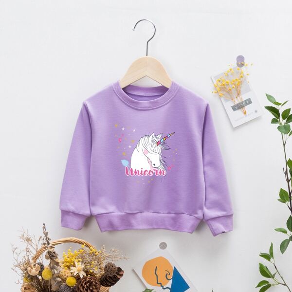 

Toddler Girls Unicorn & Letter Graphic Sweatshirt, Lilac purple