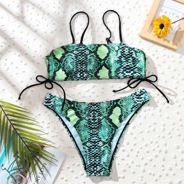 

Snakeskin Bikini Swimsuit, Multicolor