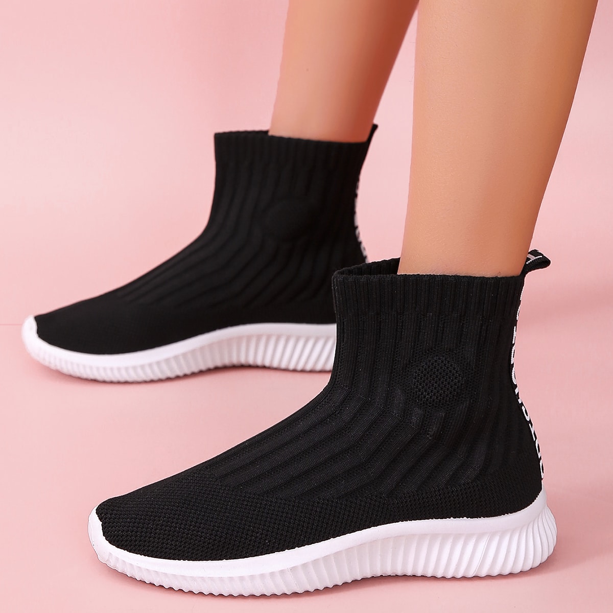 Image of High Top Knit Running Shoes