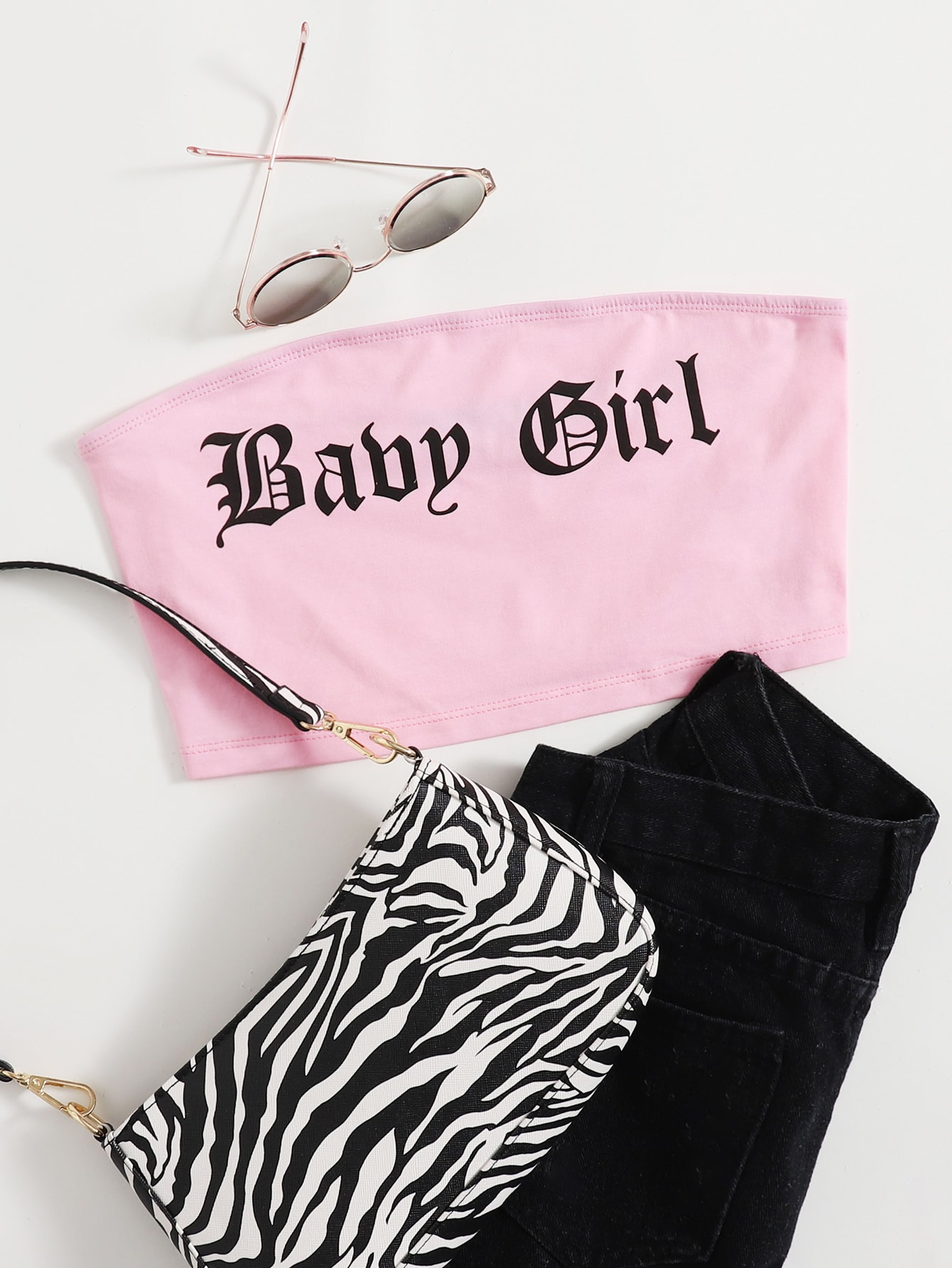 Letter Graphic Crop Tube Top thumbnail
