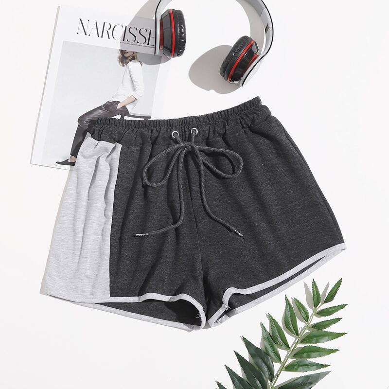 

Color Block Drawstring Shorts, Dark grey