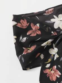 SHEIN Floral Knot Front Tube Top & Shorts Set - Multicolor - View 4