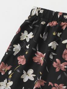 SHEIN Floral Knot Front Tube Top & Shorts Set - Multicolor - View 5