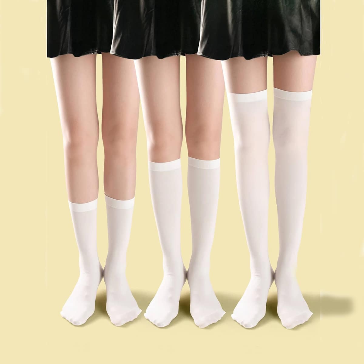 

3pairs Solid Socks, White