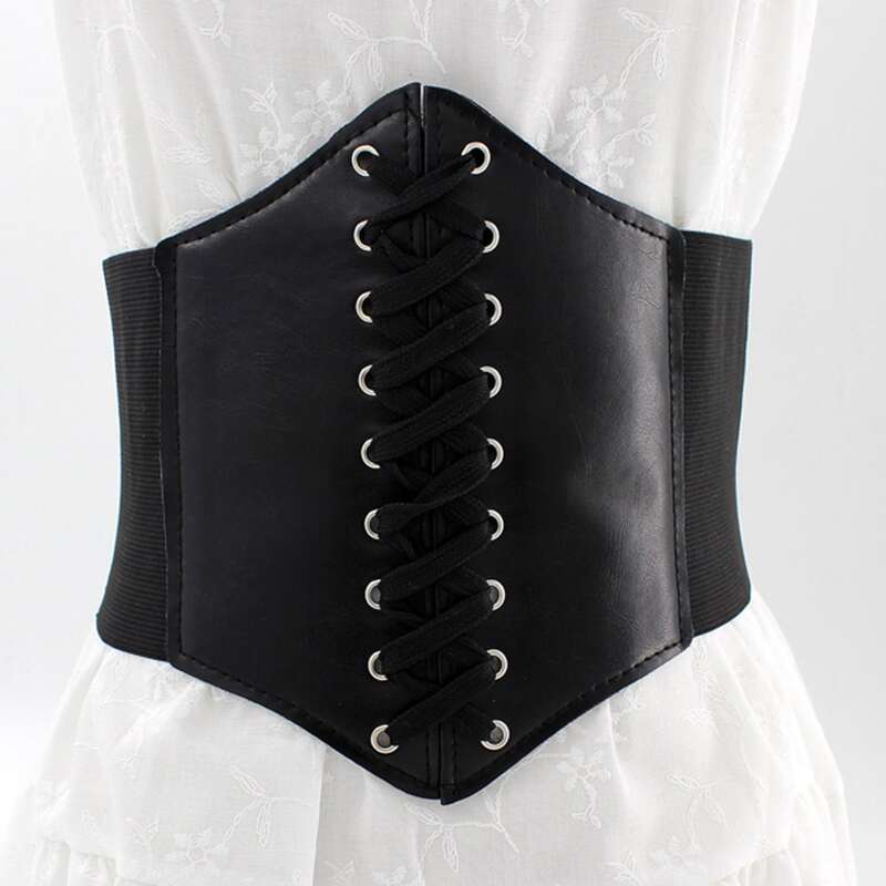 

Lace-up Corset Belt, Black