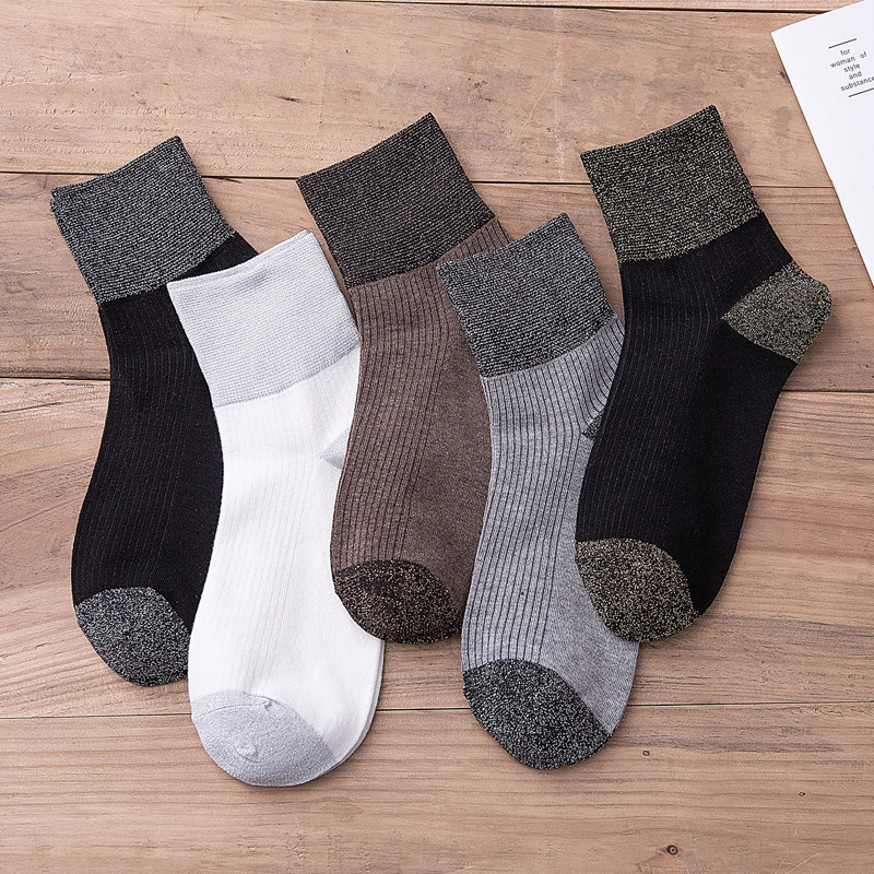 

5pairs Colorblock Crew Socks, Multicolor