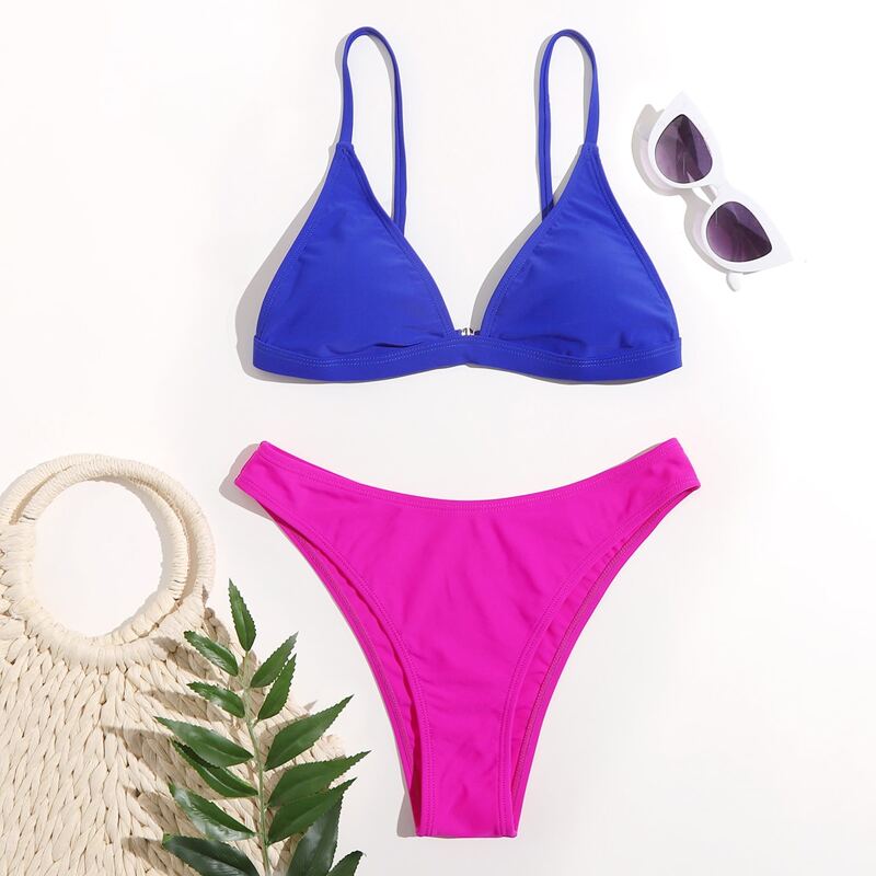 

Triangle High Cut Bikini Swimsuit, Multicolor