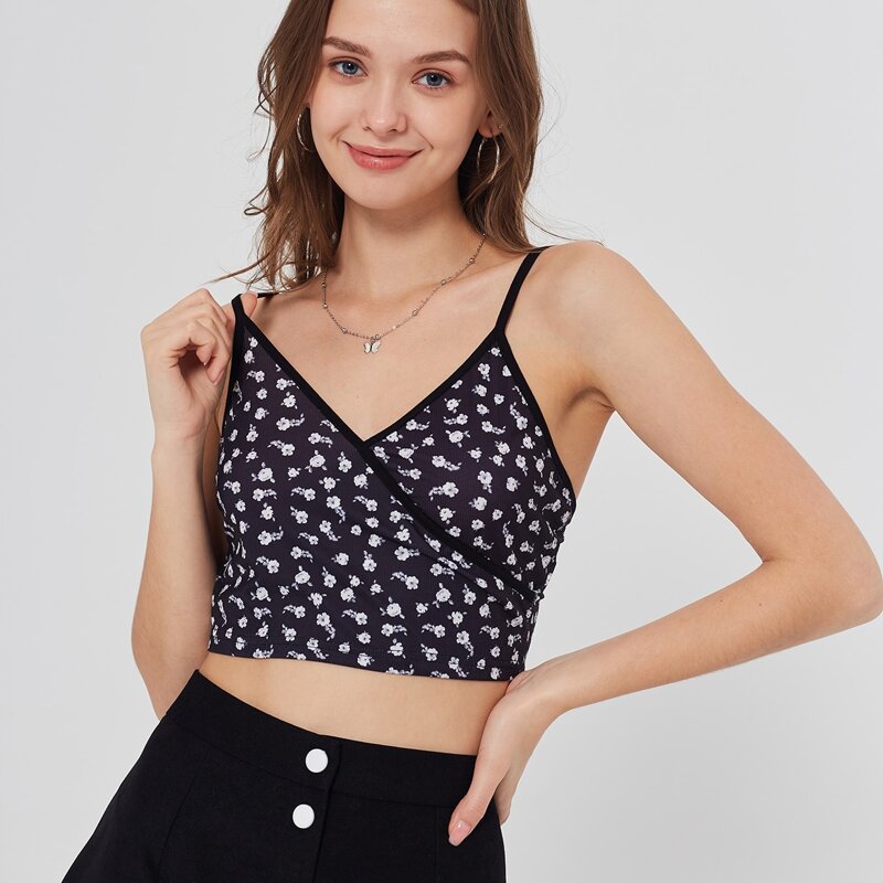 

Ditsy Flower Wrap Crop Cami, Multicolor