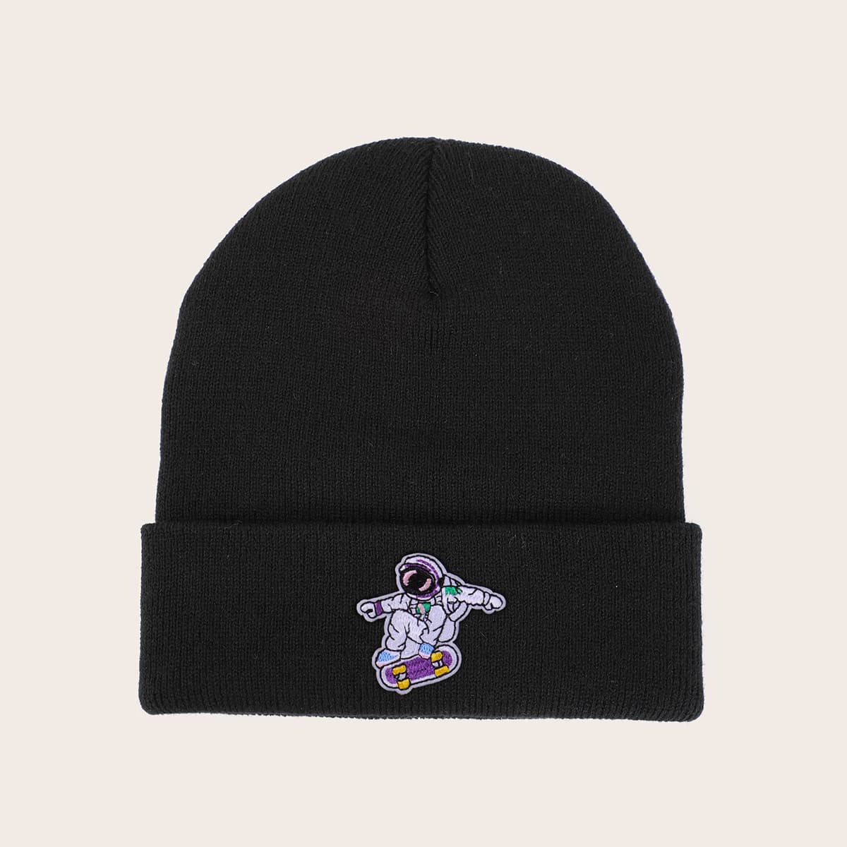

Astronaut Patch Beanie, Black