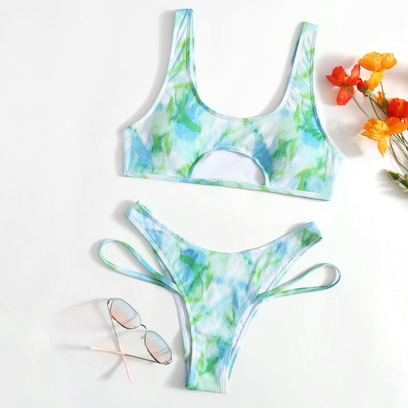 

Tie Dye Cut Out Bikini Swimsuit, Multicolor