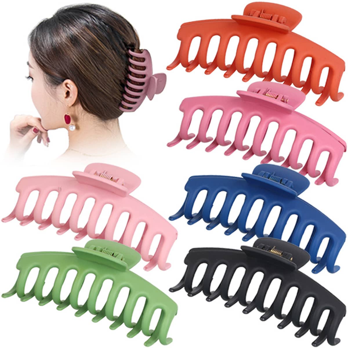 

2pcs Random Solid Hair Claw, Multicolor