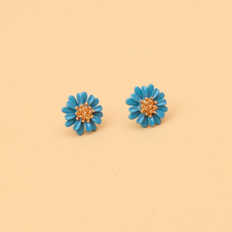 

Floral Stud Earrings, Blue